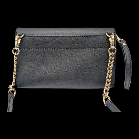 Michael Kors Chain-Link Saffiano Leather Crossbody Bag / Clutch in Black - Picture 2 of 7